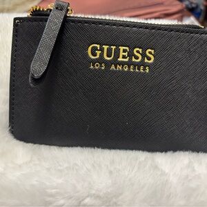 GUESS Black Wallet with Gold Logo